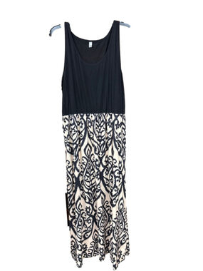 Women's Unbranded Maxi Dress Size L Black White Patterned Sleeveless